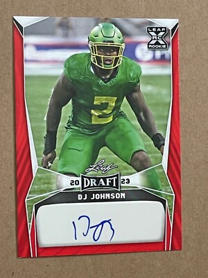 2023 Leaf Draft DJ JOHNSON Red AUTO XRC      Oregon Ducks, Carolina Panthers