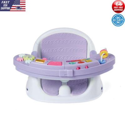 3-in-1 Discovery Seat Booster Interactive Play Snack Tray Light Up Piano Purple
