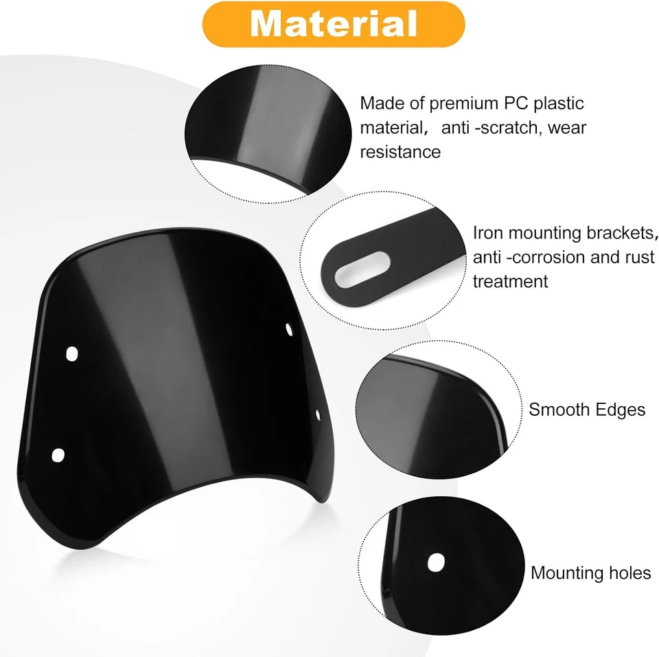 Ajuste negro Honda Shadow 750 Spirit 1100 con deflector de parabrisas de faros de 7"" Foto 3 de 4