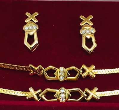 Carlo Orsini Necklace Bracelet and Earrings Boxed Set Gold Plated 