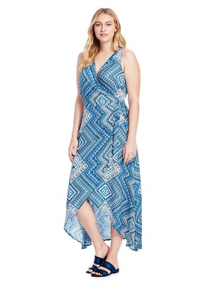 new TOLANI true wrap plunge maxi blue dress xl 1x | eBay