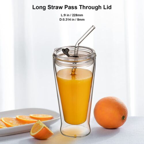 Clear Glass Straws Reusable Bent Glass Straws Shatter Resistant 9 Inch 8mm Glass - Picture 3 of 6