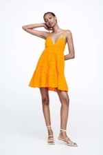 BNWT Zara Mini Dress With Cutwork Embroidery Size XL Orange