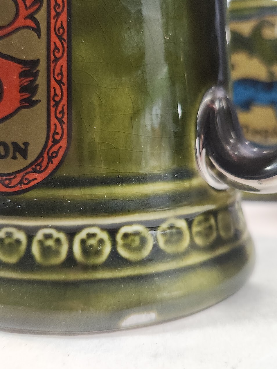 Lord Nelson Pottery Mug Set of 5 YE OLDE INN Green Beer Tankard Series England
