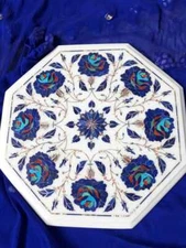 18'' white marble table top coffee center home decor inlay decor malachite rr1