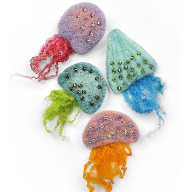 Jellyfish Brooches Needle Felting Kit