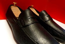 $849.00 !! PRADA LUXURY MEN'S RARE BLACK LEATHER LOAFERS SHOES MARKED SIZE 8