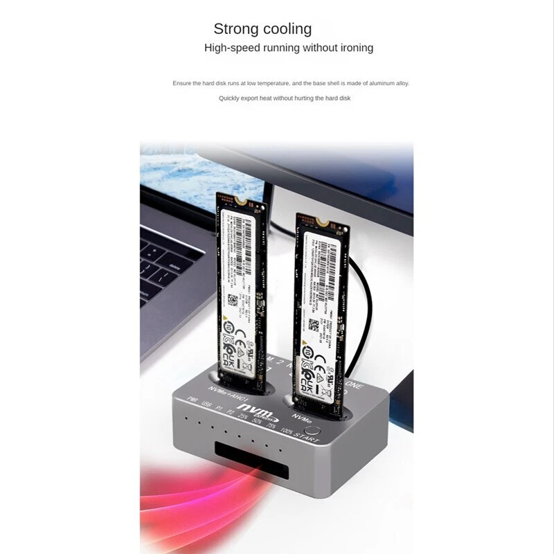 High Speed USB3.2 Gen2 Type C Dual Ports M.2 NVME SSD Clone Docking Station - Image 3 of 4