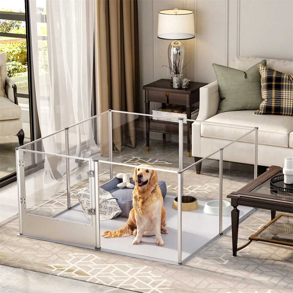 Tall 32inch Clear Acrylic Dog Playpen Fence Large Pet Whelping Pen Box Kennel XL - Image 4 of 4