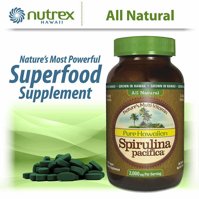 Pure Hawaiian Spirulina Pacifica 3.000 mg por porción 360 comprimidos ~ Hecho en EE. UU. Foto 2 de 4