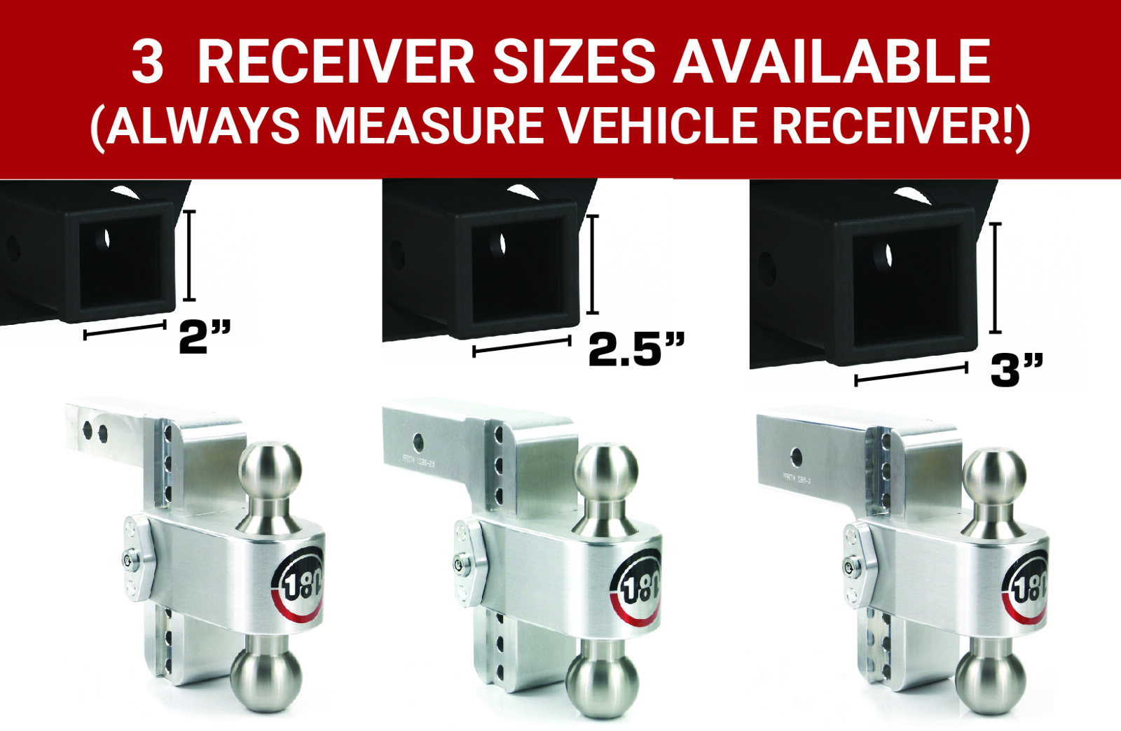 Weigh Safe 2.5" 180 Degree Class V 6" Drop Hitch Receiver, 18.5K; LTB6-2.5