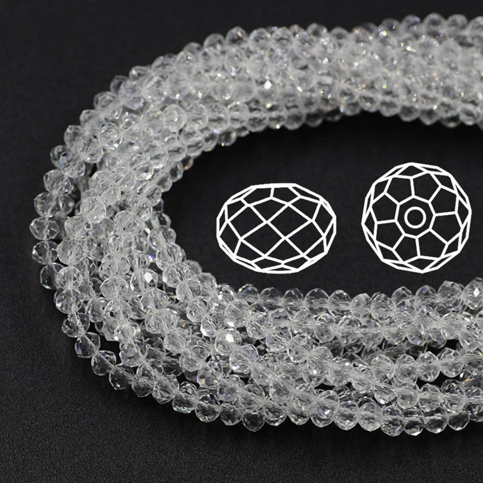 600 Pcs 3X4mm Faceted Rondelle Bead Crystal Glass Loose Spacer Beads Mini Size - Image 2 of 4