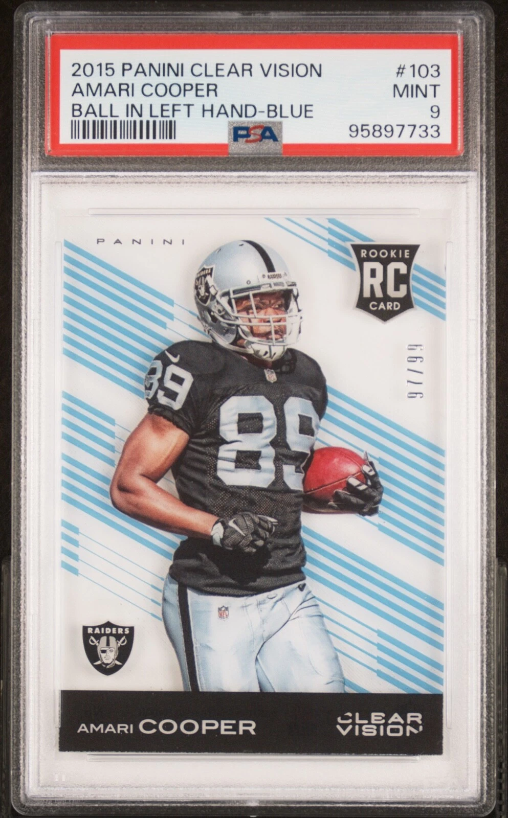 Amari Cooper Panini Clear Vision #103 Ball in Left Hand-Blue