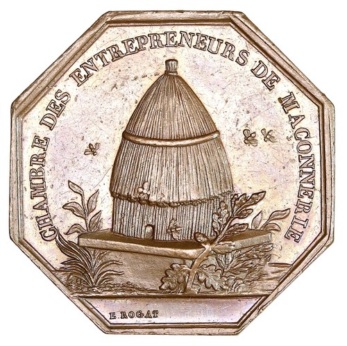 P122, Francia, c1840 Medalla de Bronce, Apicultura, Colmena de Abejas, Cámaras de Albañilería - Imagen 2 de 4