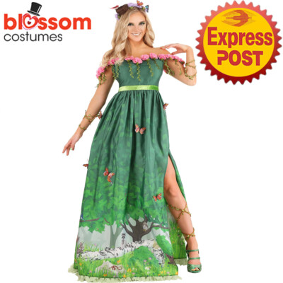 N1673 Rose Green Fairy Womens Tinkerbell Pixie Dress Book Week Teacher Costume