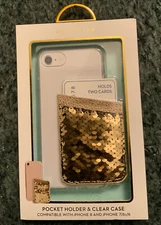 Dabney Lee Sequin Pocket Holder Clear Case Compatible With IPhone 8/7/6s/6 New