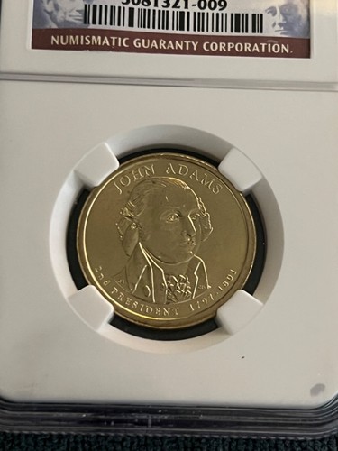 2007 P John Adams Double Edge Letter Overlapped Brillant Unc. NGC Mint Error - Picture 3 of 5