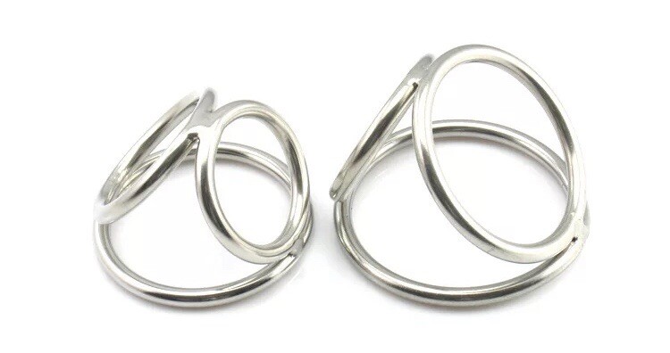 Cock and Ball Cage Triple Penis Metal Cock Ring Male Erection Aid Adult