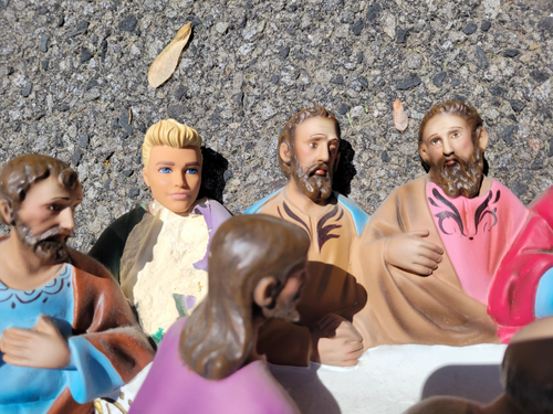 Vintage 3-D LARGE Jesus The Last Supper Statue Wall Plaque / Standing Figurine - Picture 2 of 23