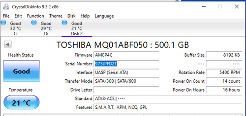 Toshiba 500GB Internal 5400 RPM SATA 2.5" Laptop HDD Hard Drive - Picture 13 of 15