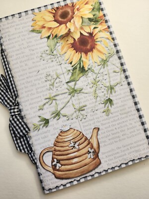 Junk Journal Blank Booklet ''BEE KIND'' BEES Sunflowers HANDMADE  + LG 40pg 9x6