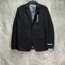 PERRY ELLIS PORTFOLIO Black Textured Slim-Fit Comfort Stretch Two-Button 