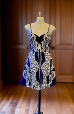 Jodi Kristopher Vintage Blue and White Floral Dress Mini Short Size 1 (UK 6)