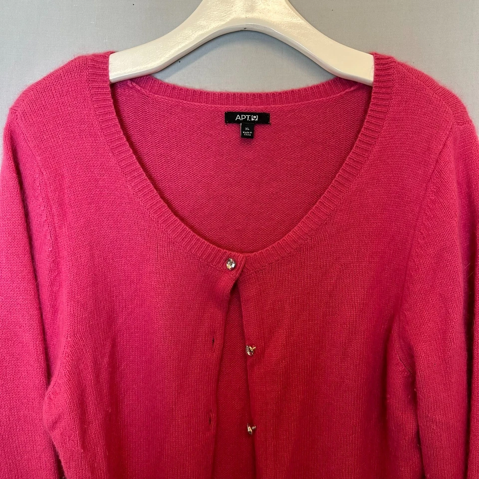 Apt 9 Suéter Mujer Extra Grande Rosa Cárdigan Manga Larga Botones Angora Foto 2 de 4