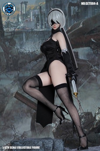 SUPER DUCK SET084A 1/6 Robot 2B Head & Clothes Set Fit 12" Female Body Figure - Picture 10 of 21