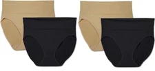 4 Pcs Brilliance Vanity Fair Blk/Latte Seamless Smoothing Hi-Cut Panty SZ- S / 5