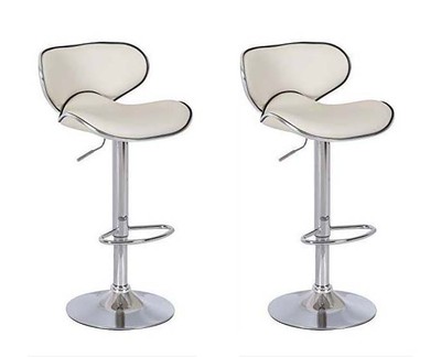 COPPIA SGABELLI POLTRONA UFFICIO ECOPELLE SEDIE SGABELLO BIANCO BAR  ACCIAIO IT