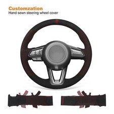Hand Stitch Black Alcantara Steering Wheel Cover For Mazda 3 Mazda 6 Cx-3 Cx5