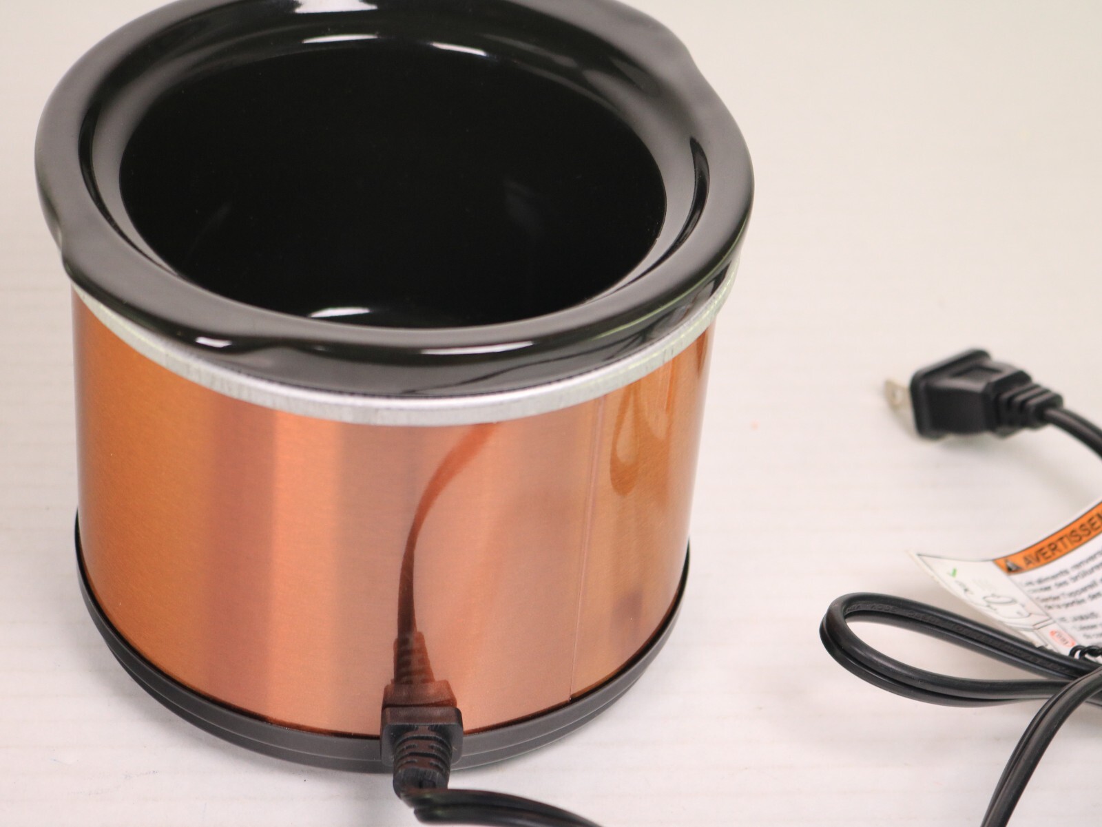 TRU Mini Crock Pot .65 Quart Stainless Steel Stoneware Liner SC-165 Coper No Lid