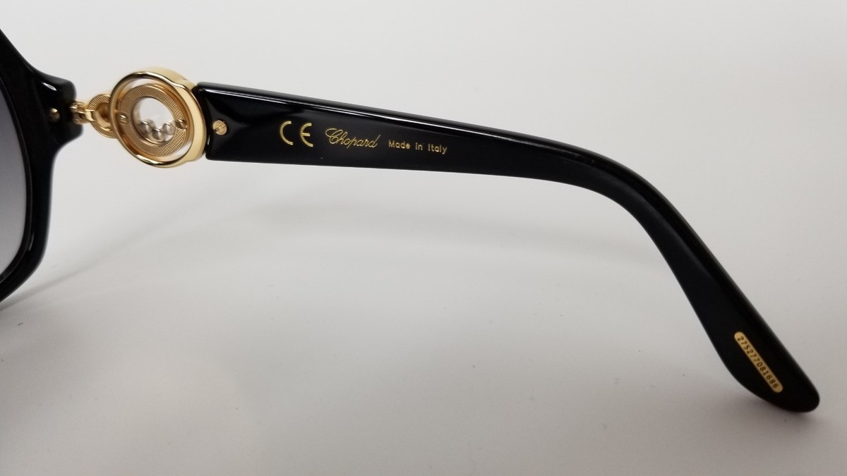 サングラス Chopard Gold l Sunglasses CHOPARD Black Gold Rainbow Crystal Jewel SCH286S Oversized
