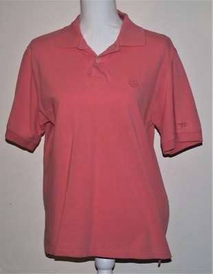 Men's Polo Shirt Medium Coral Lite Orange Short Sleeve Golf Rugby Cotton