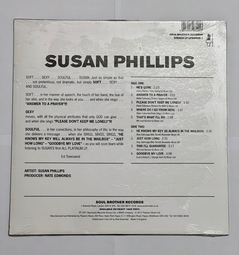 Susan Phillips Soft Sexy Soul 2017 Reissue, RSD Limited Edition, LP - Bild 2 von 2