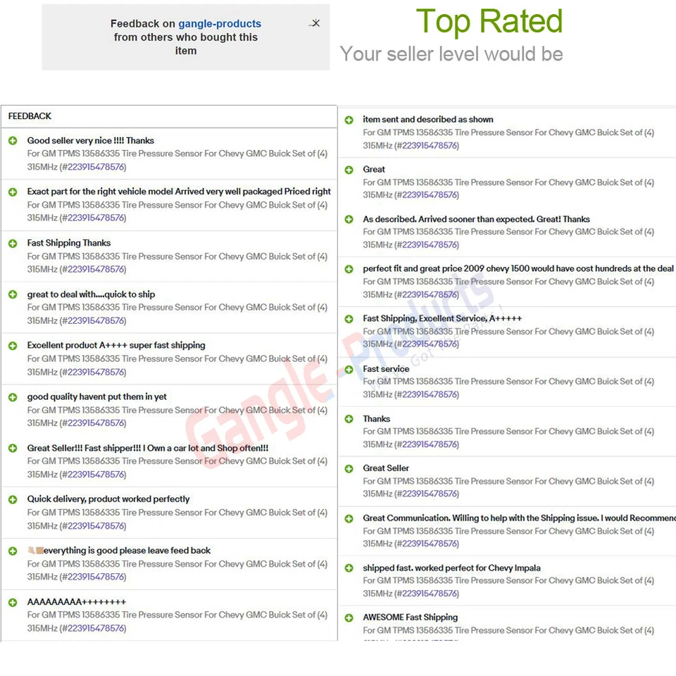 Sensor de presión de neumáticos para GM TPMS 13586335 para Chevy GMC Buick juego de (4) 315 MHz Foto 2 de 4