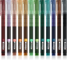 Shuttle Art Liquid Ink Rollerball Pens, 12 Vintage Colors Quick Drying 0.5mm Ext