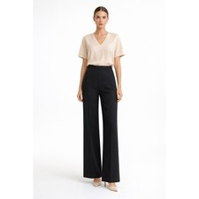 Urban Outfitters Womens Black High Waisted Wide Leg Trousers 6 Interview Outfit
