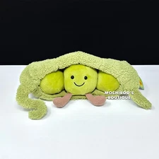 Jellycat AMUSEABLE PEA IN A POD Soft Plush Toy NWT Green Suedey LOVEY Pod RARE!