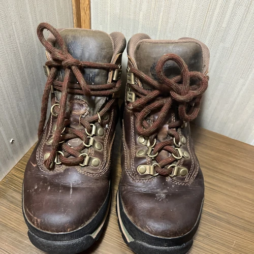 Stivali da trekking vintage Timberland donna Euro Hiker pelle marrone liscia misura 6 5