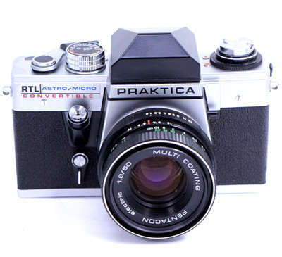 Praktica RTL Astro/Micro Convertible Film CameraSLR Pentacon 50mm f1.8 M42 Lens