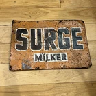 Vintage Surge Milker Porcelain Sign Dairy Farm Advertising Orange Rustic