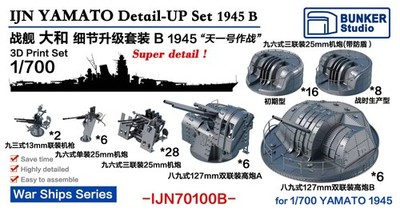 Bunker Studio 1/700 IJN YAMATO Detail-UP Set 1945 B 3D Print set