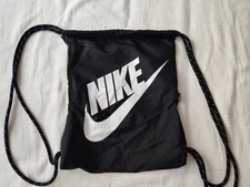 Nike Black Logo Drawstring Sport Shoes Sneakers Bag DAMAGED ST29