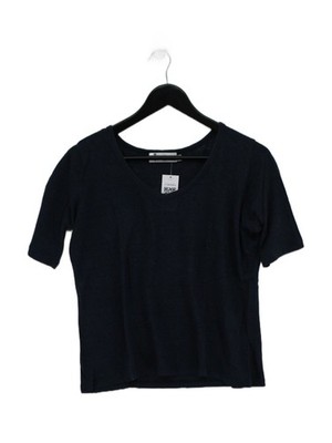 Tif-Tiffy.DK Damen T-Shirt M blau 100% Leinen Kurzarm V-Ausschnitt Basic