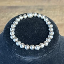 Signed Milor Italy 925 Sterling Silver Ball Bead Magnetic Closure Bracelet 8”