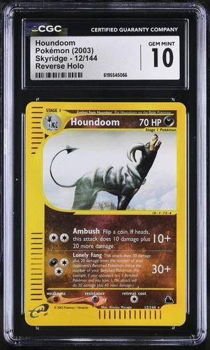 CGC 10 GEM MINT Houndoom 12/144 Skyridge Reverse Holo Pokemon Card