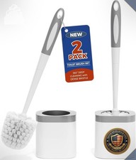 Toilet Brush Holder Set 2-Pack White Bathroom Accessories Cleaning