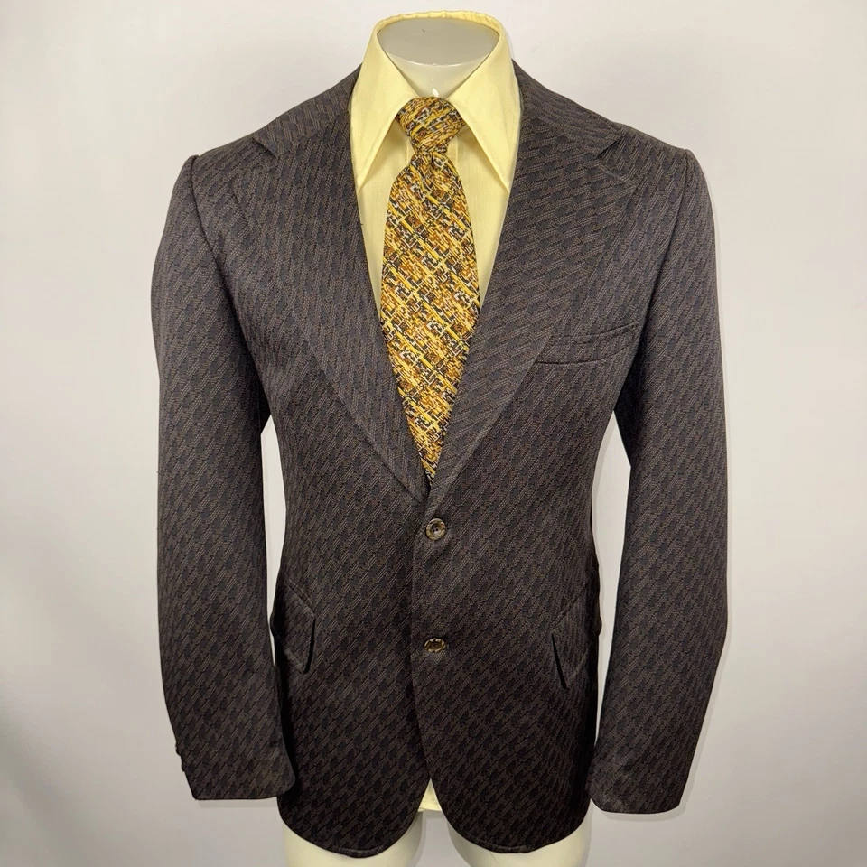 Traje Chaqueta Blazer Abrigo Geométrico Mod Disco Para Hombres 42 Largo Vintage Años 60 70 Ocio Foto 2 de 4